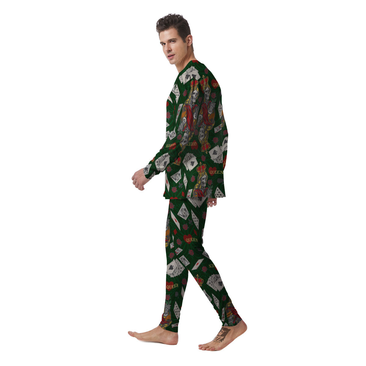 Playing Card Queen Of Spades Print Pattern Men's Pajamas-grizzshop