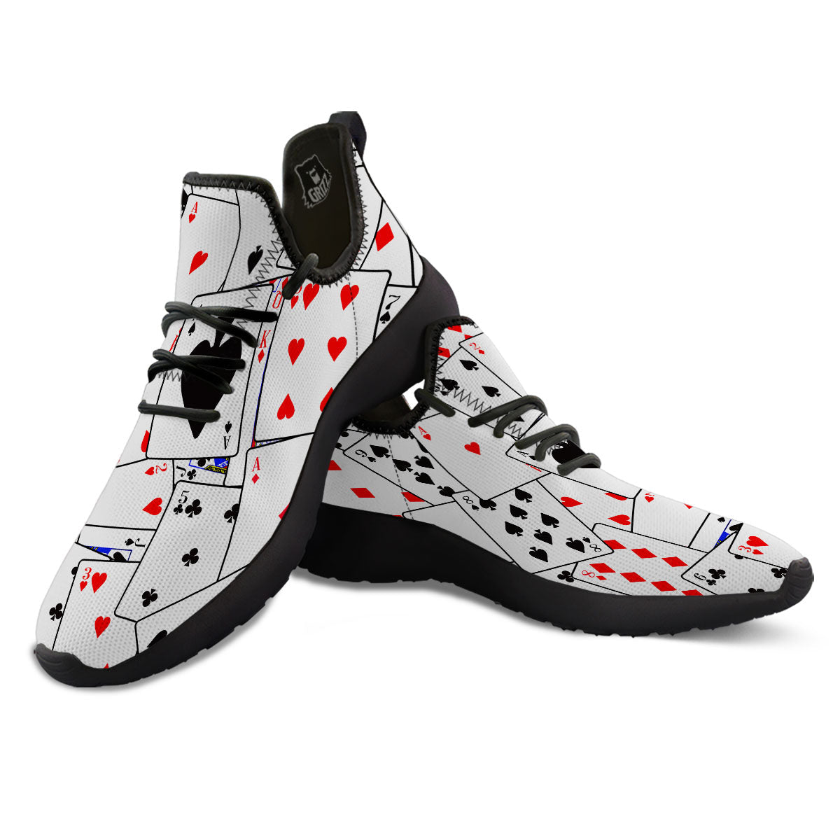 Playing Card Suits Black And Red Print Black Athletic Shoes-grizzshop