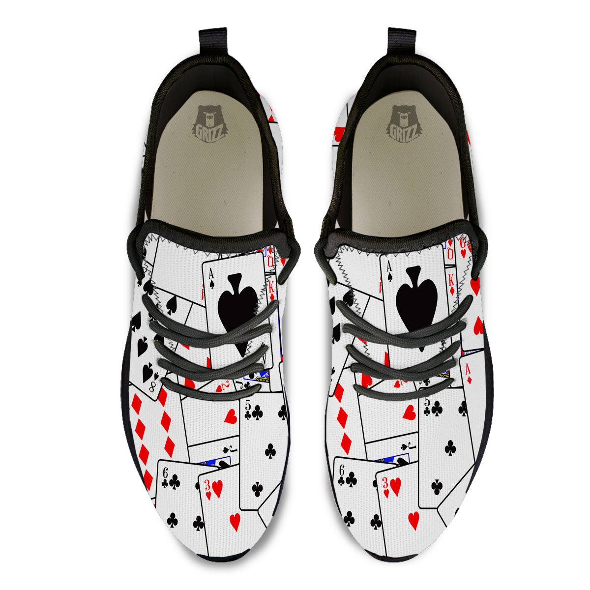 Playing Card Suits Black And Red Print Black Athletic Shoes-grizzshop