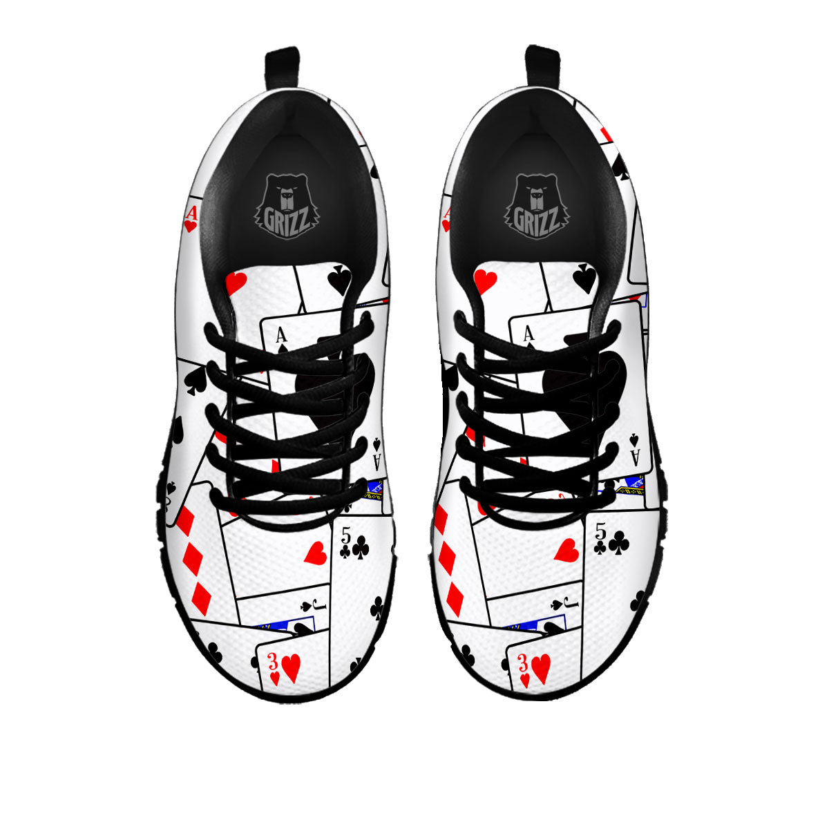 Playing Card Suits Black And Red Print Black Sneaker-grizzshop