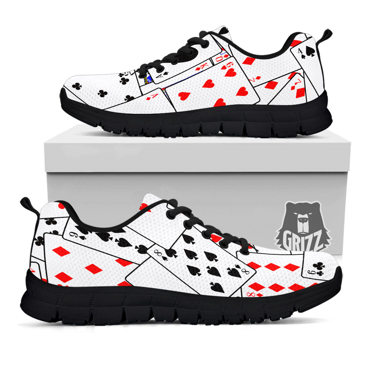 Playing Card Suits Black And Red Print Black Sneaker-grizzshop