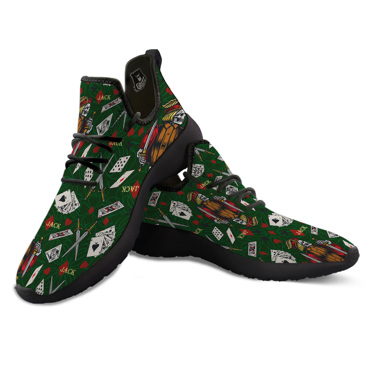 Playing Card Suits Poker Print Pattern Black Athletic Shoes-grizzshop