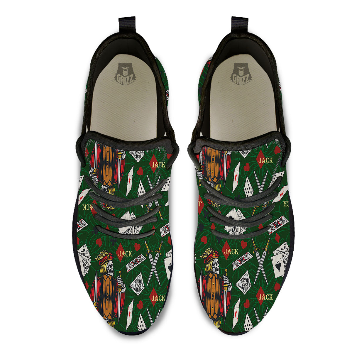 Playing Card Suits Poker Print Pattern Black Athletic Shoes-grizzshop