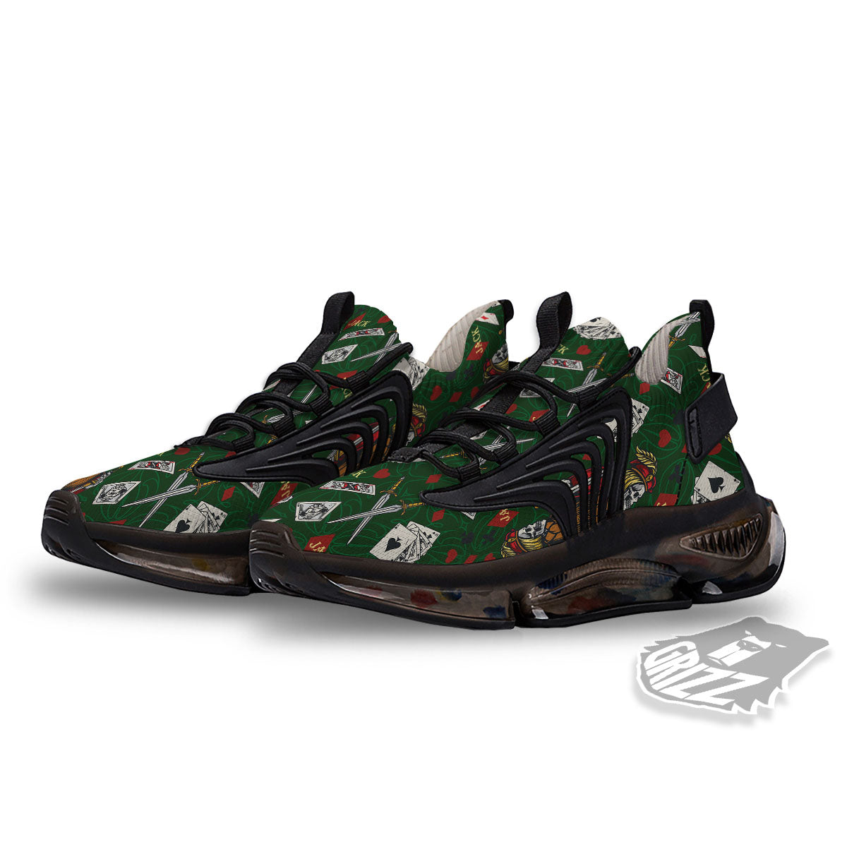 Playing Card Suits Poker Print Pattern Black Gym Shoes-grizzshop