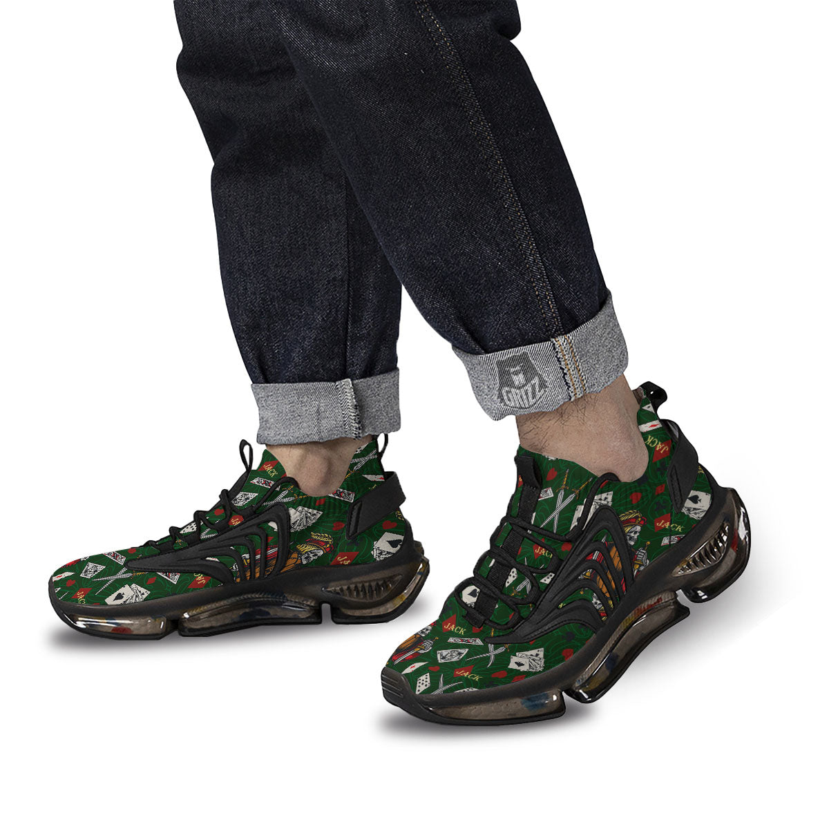 Playing Card Suits Poker Print Pattern Black Gym Shoes-grizzshop