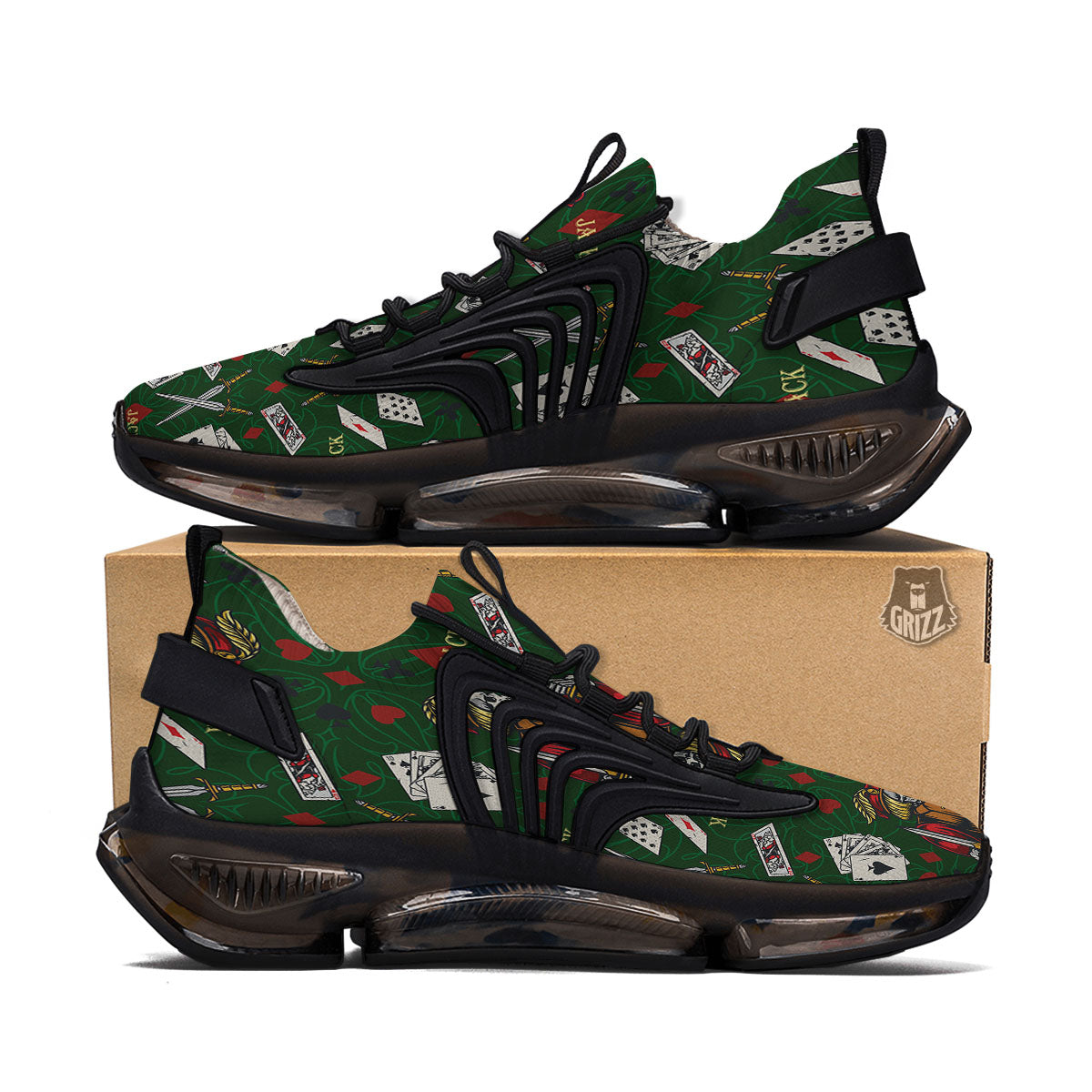 Playing Card Suits Poker Print Pattern Black Gym Shoes-grizzshop