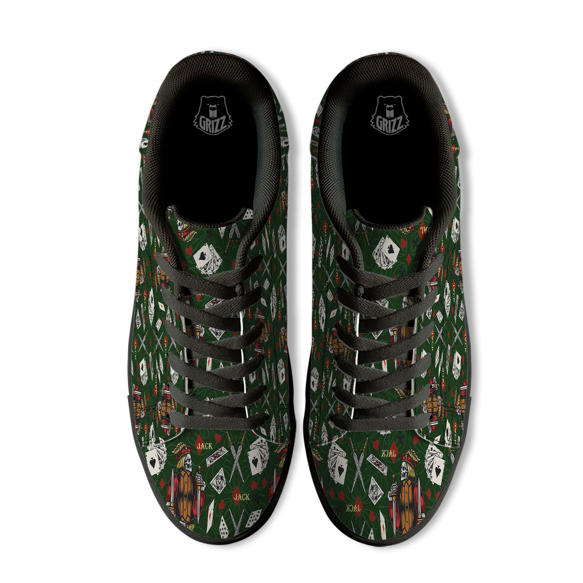Playing Card Suits Poker Print Pattern Black Low Top Sneakers-grizzshop