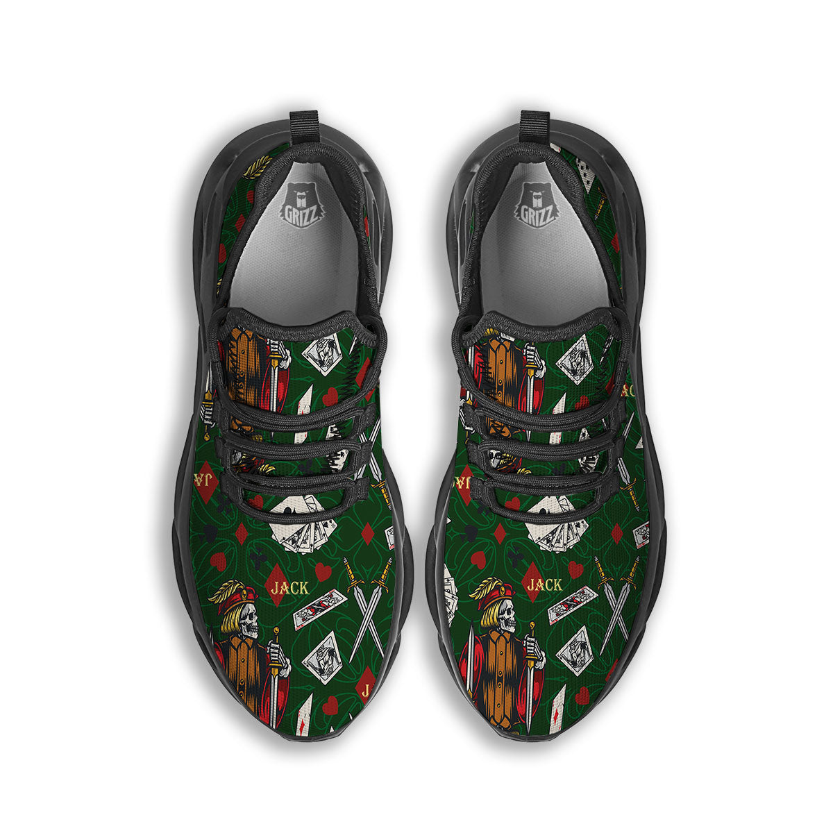 Playing Card Suits Poker Print Pattern Black Running Shoes-grizzshop