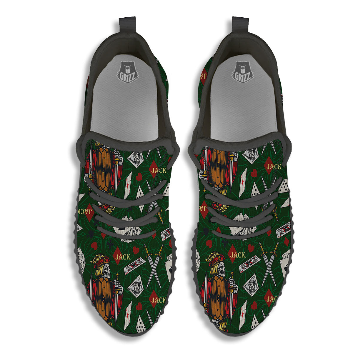 Playing Card Suits Poker Print Pattern Black Walking Shoes-grizzshop