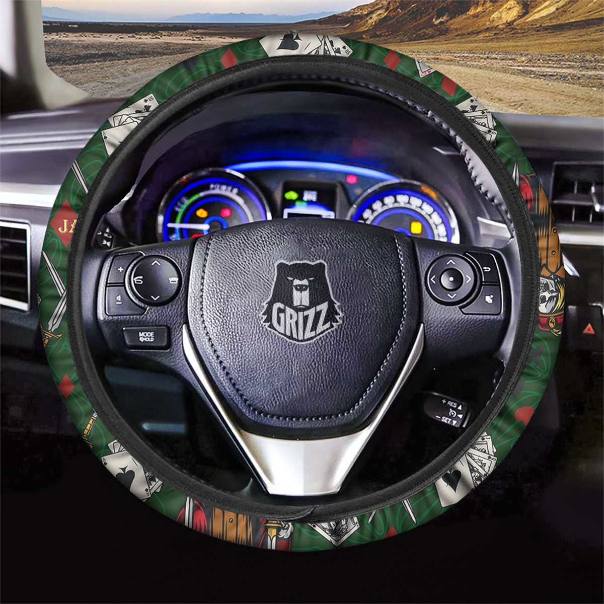 Playing Card Suits Poker Print Pattern Car Steering Wheel Cover-grizzshop