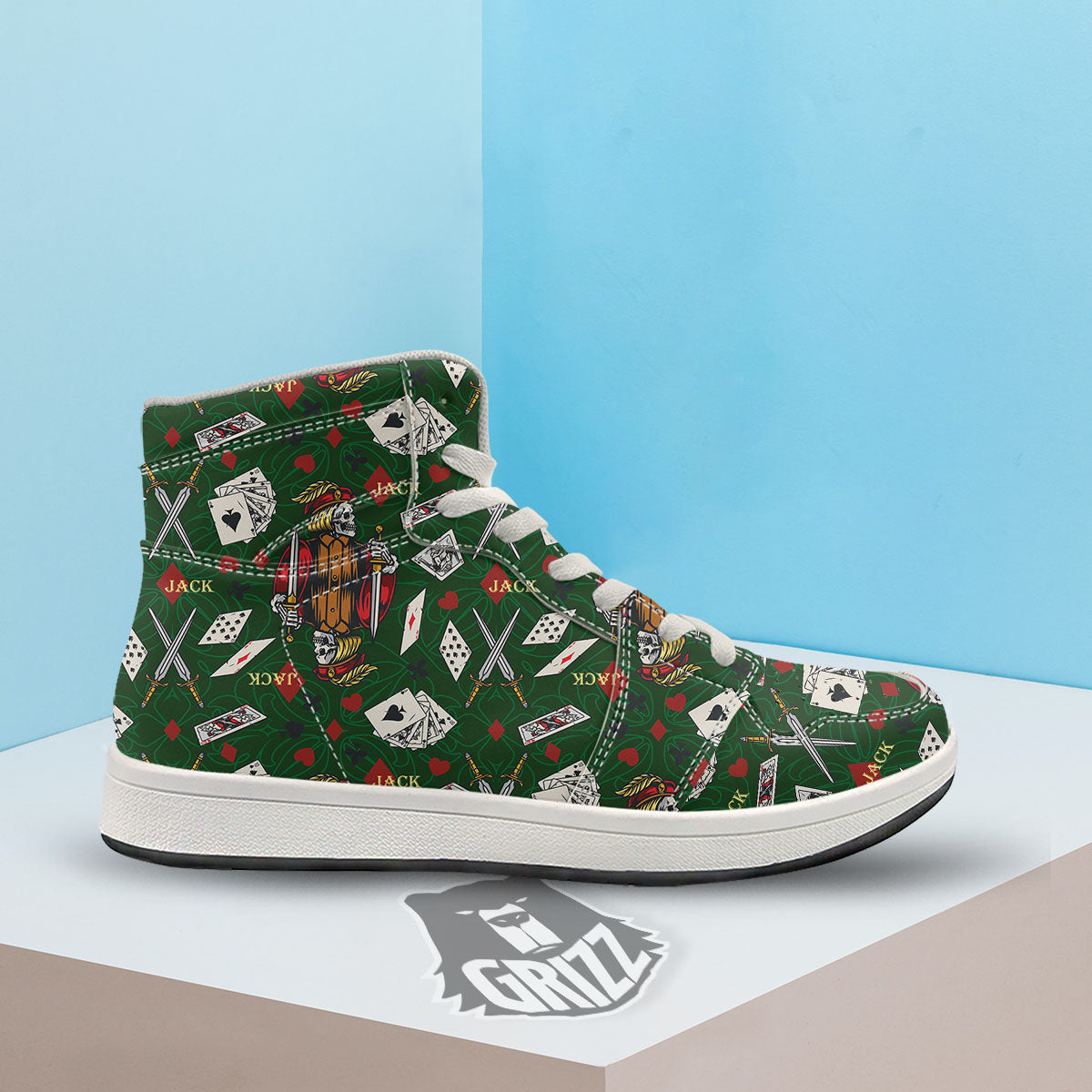 Playing Card Suits Poker Print Pattern High Top Sneakers-grizzshop