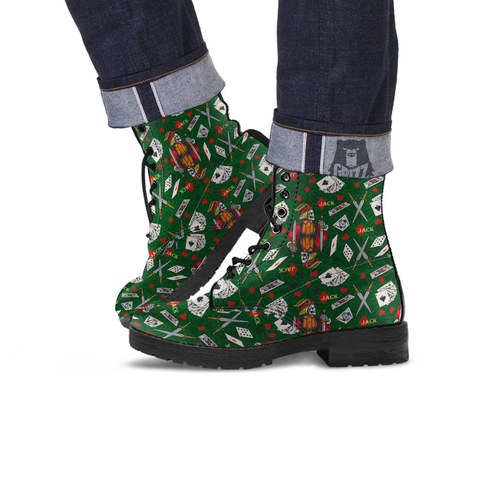 Playing Card Suits Poker Print Pattern Leather Boots-grizzshop
