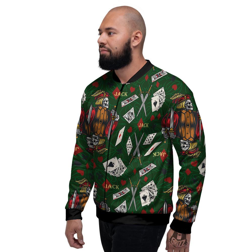 Playing Card Suits Poker Print Pattern Men's Bomber Jacket-grizzshop