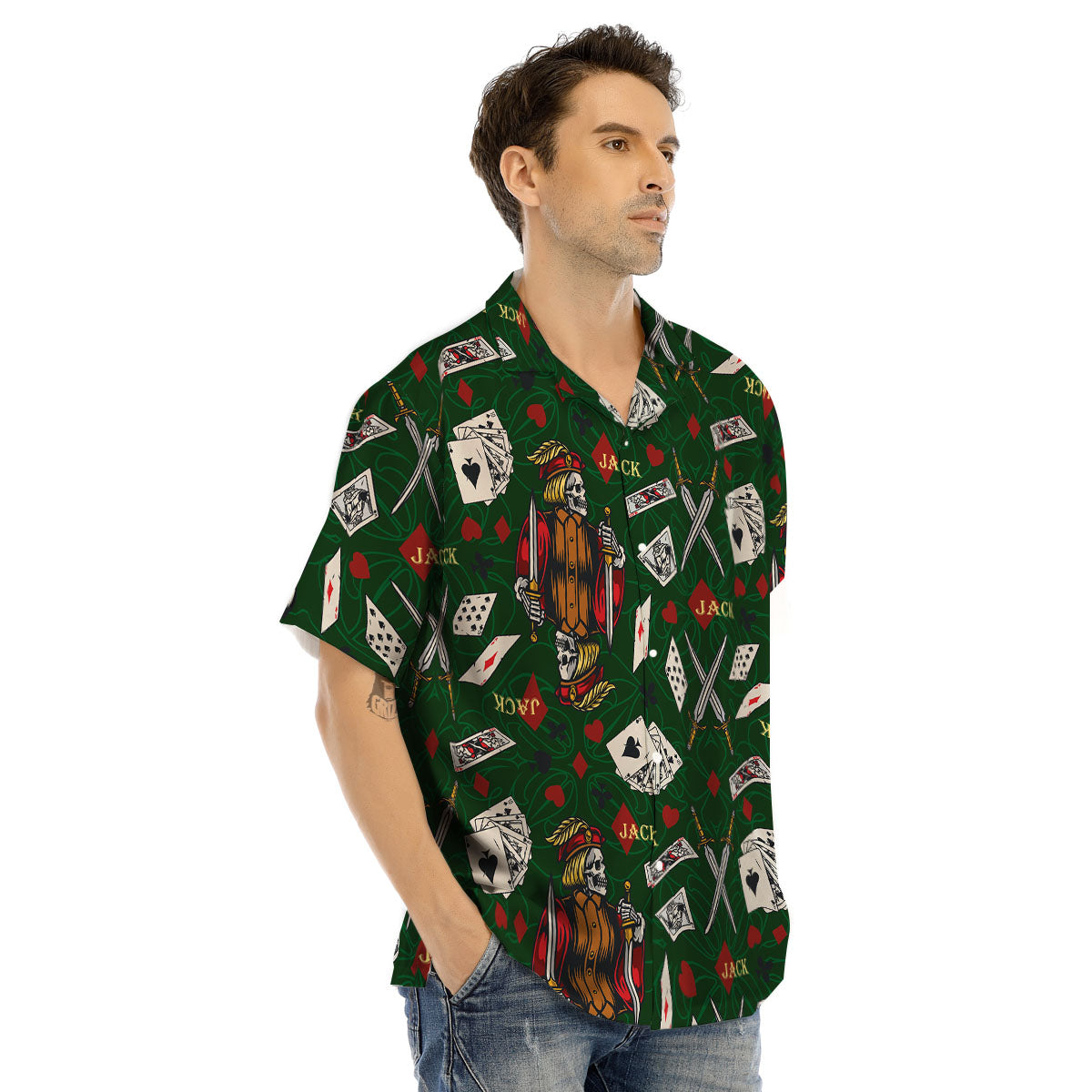 Playing Card Suits Poker Print Pattern Men's Hawaiian Shirt-grizzshop