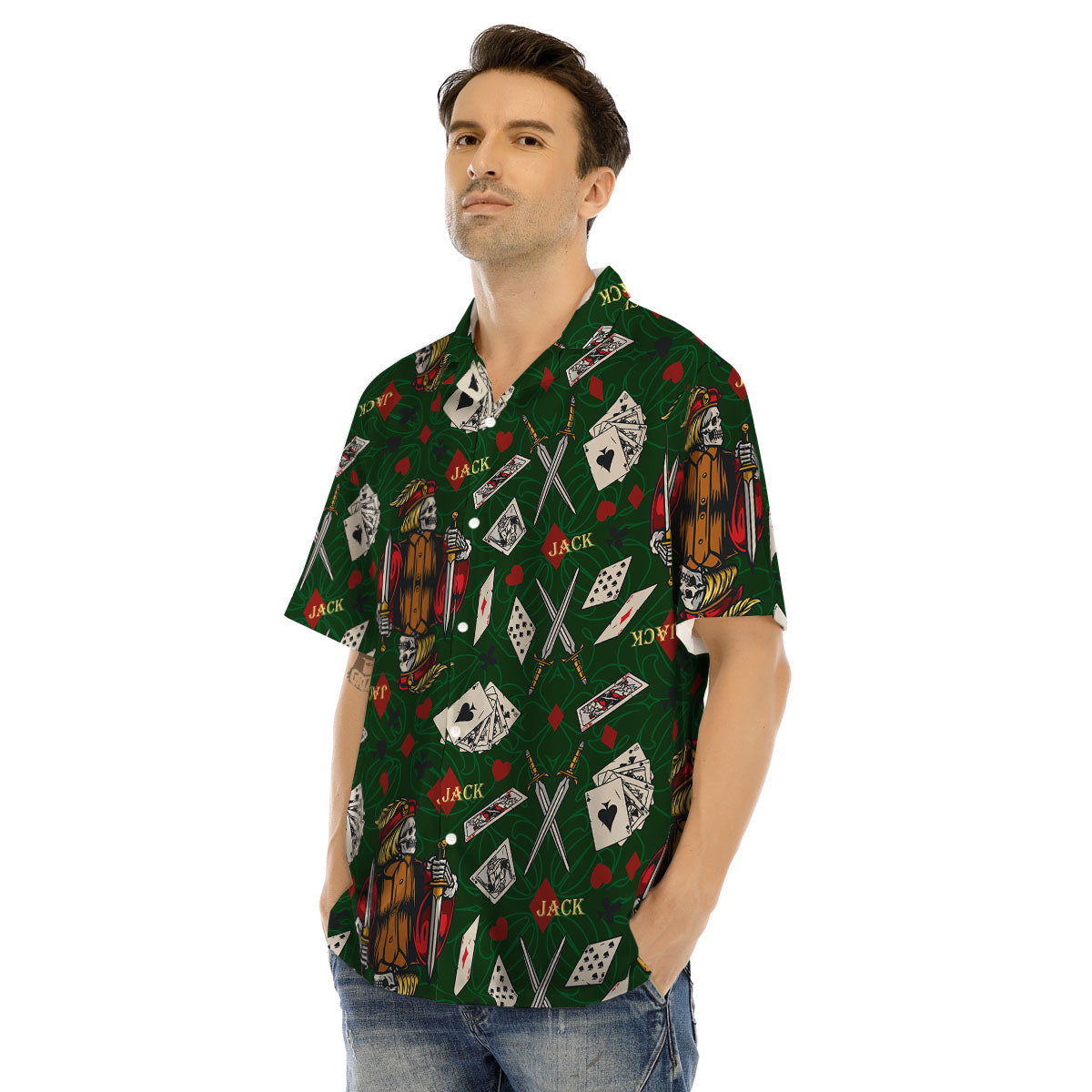 Playing Card Suits Poker Print Pattern Men's Hawaiian Shirt-grizzshop
