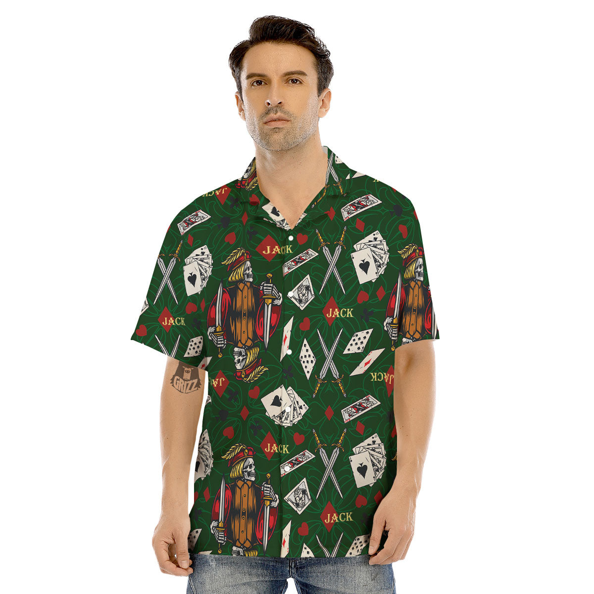 Playing Card Suits Poker Print Pattern Men's Hawaiian Shirt-grizzshop