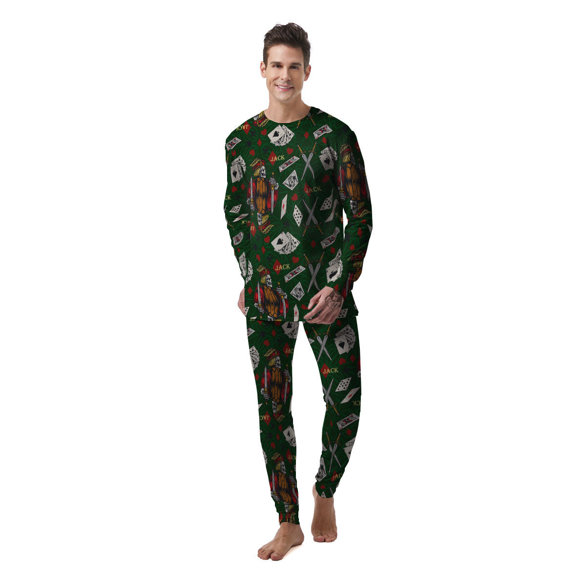 Playing Card Suits Poker Print Pattern Men's Pajamas-grizzshop