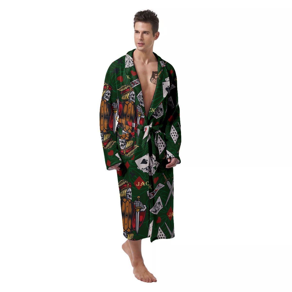Playing Card Suits Poker Print Pattern Men's Robe-grizzshop