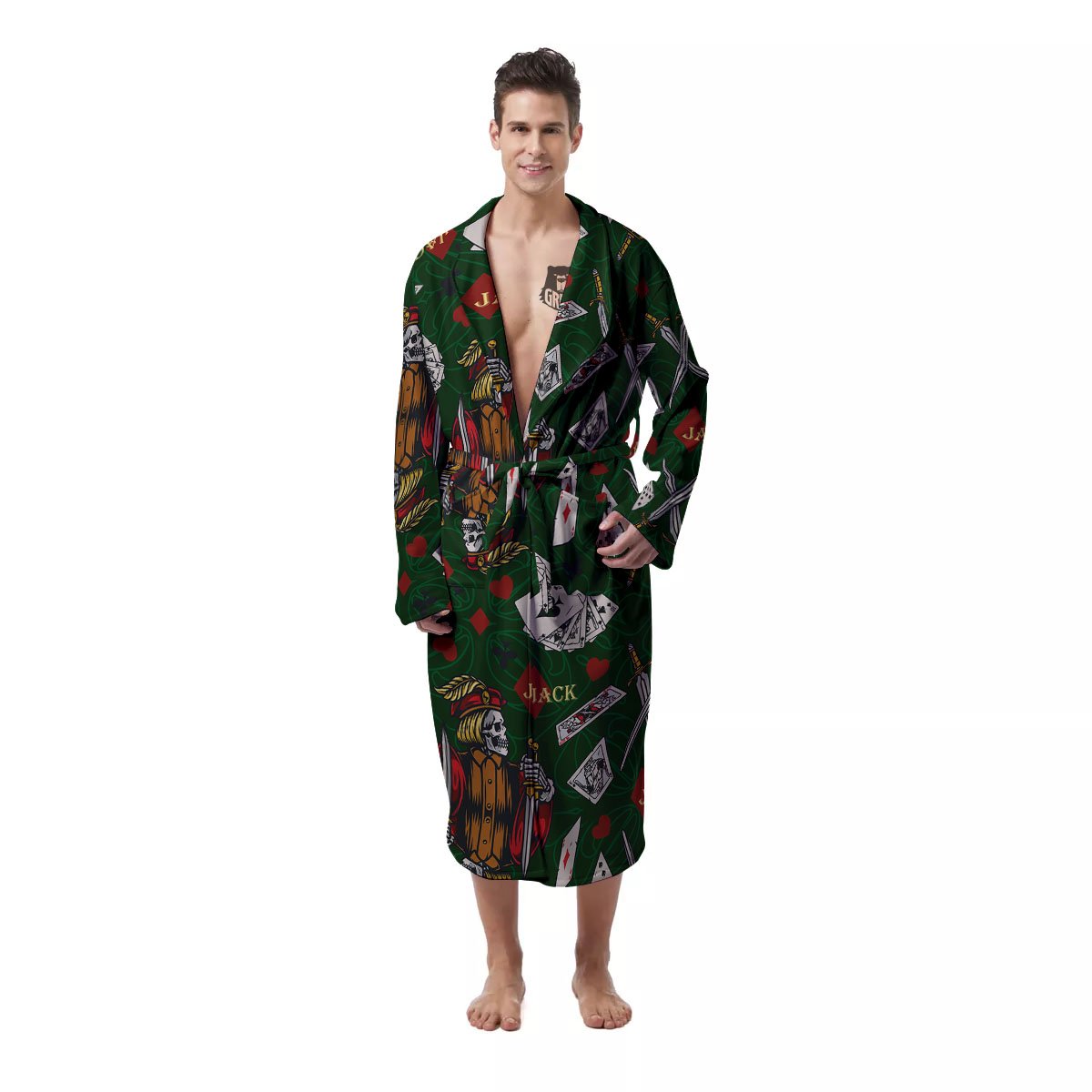 Playing Card Suits Poker Print Pattern Men's Robe-grizzshop