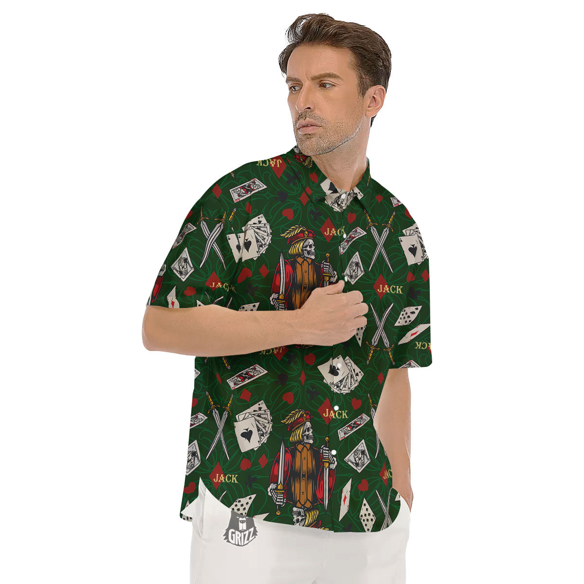 Playing Card Suits Poker Print Pattern Men's Short Sleeve Shirts-grizzshop