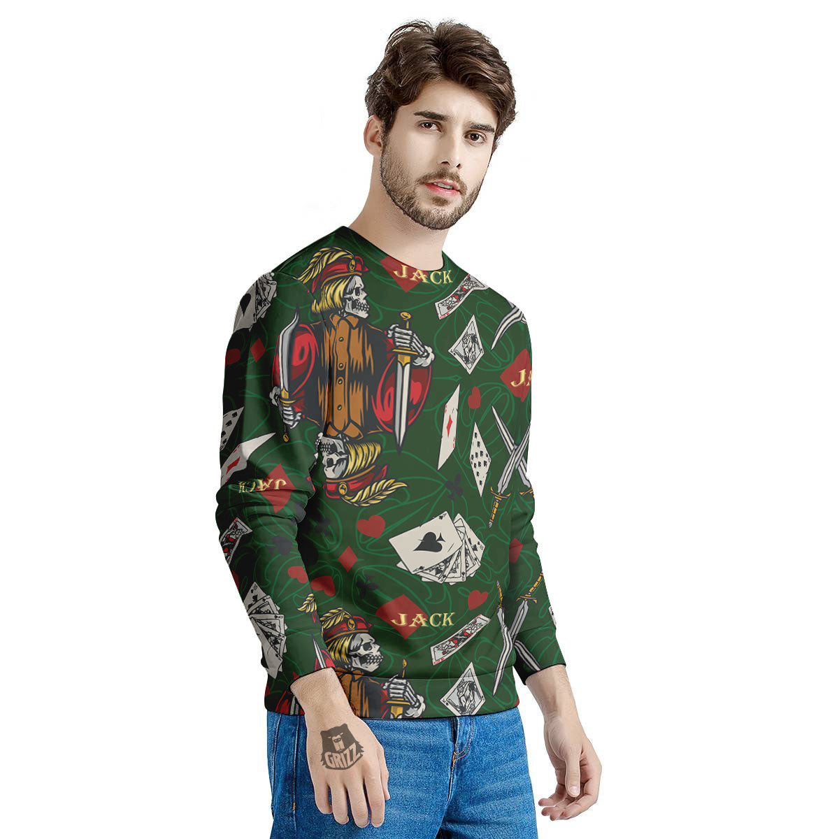 Playing Card Suits Poker Print Pattern Men's Sweatshirt-grizzshop