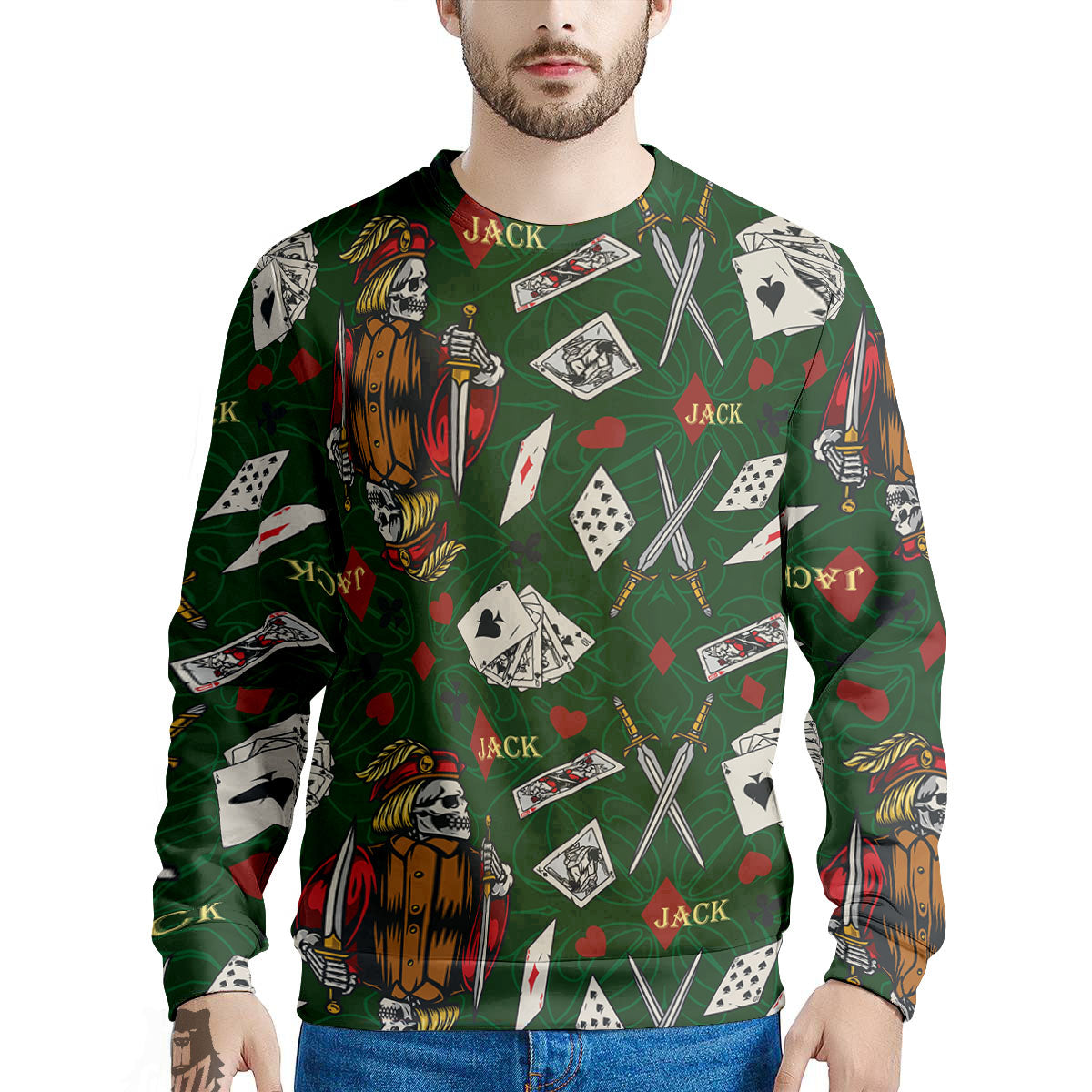 Playing Card Suits Poker Print Pattern Men's Sweatshirt-grizzshop