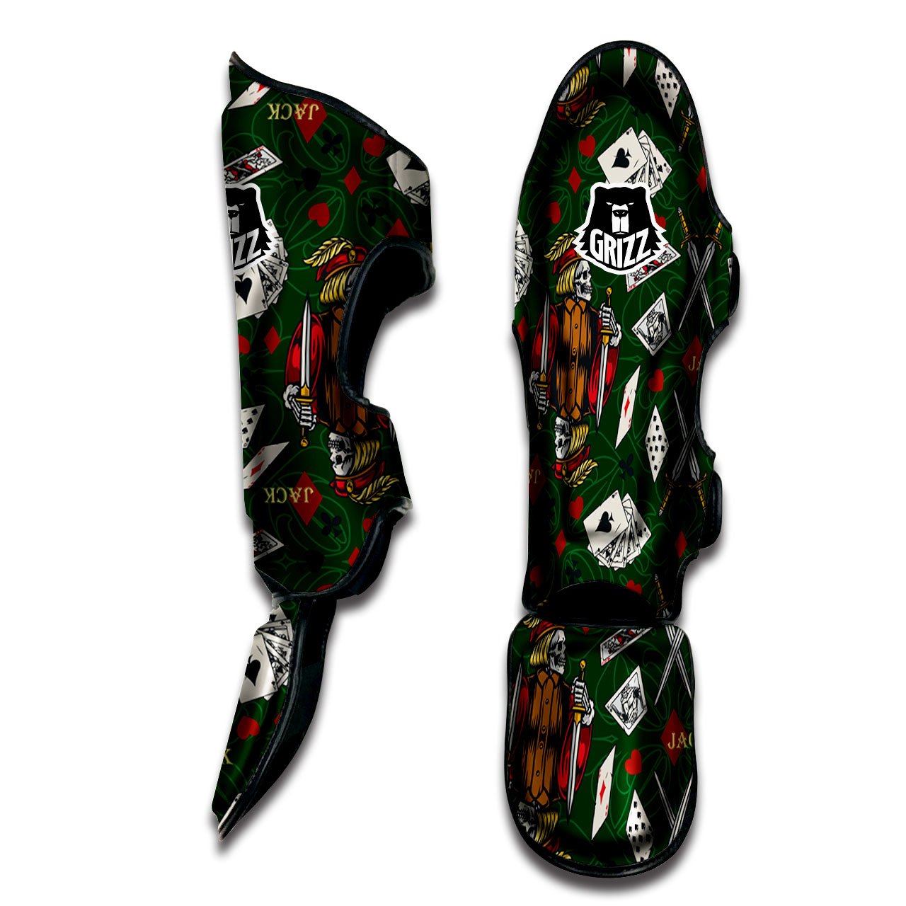 Playing Card Suits Poker Print Pattern Muay Thai Shin Guards-grizzshop