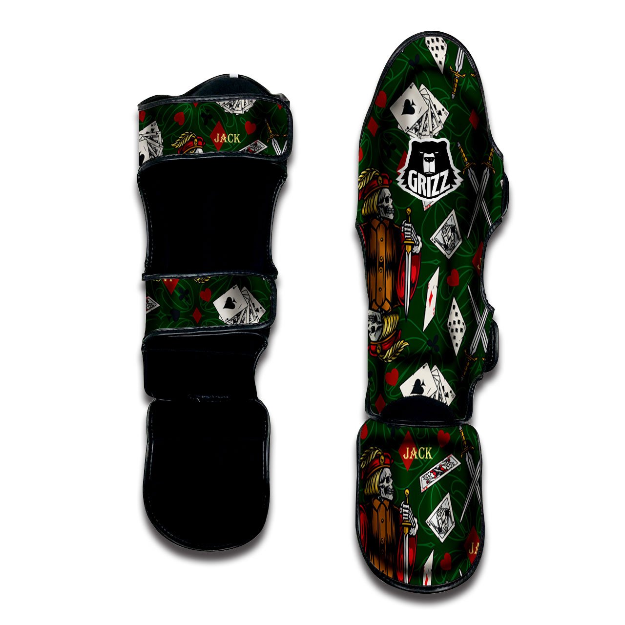 Playing Card Suits Poker Print Pattern Muay Thai Shin Guards-grizzshop