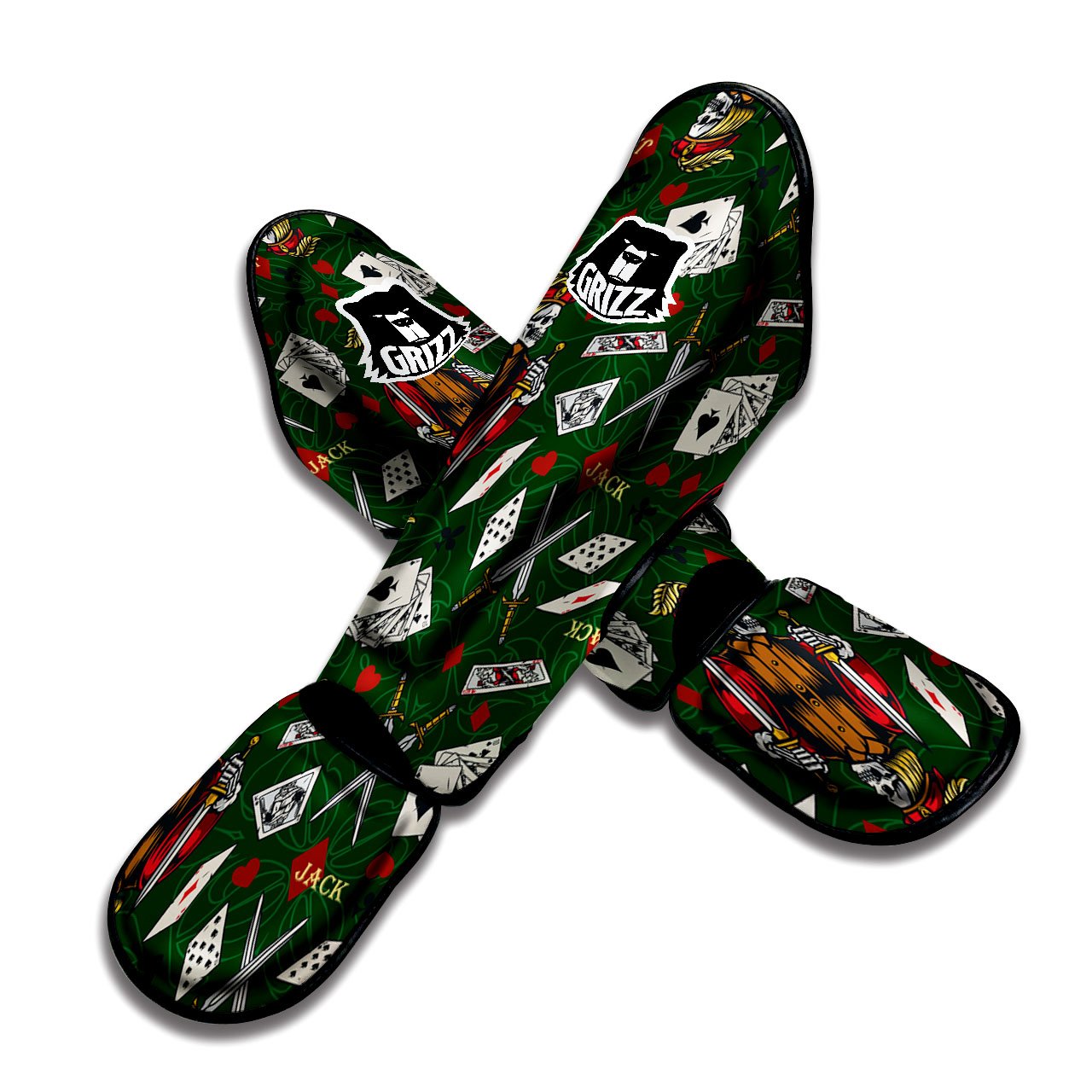 Playing Card Suits Poker Print Pattern Muay Thai Shin Guards-grizzshop