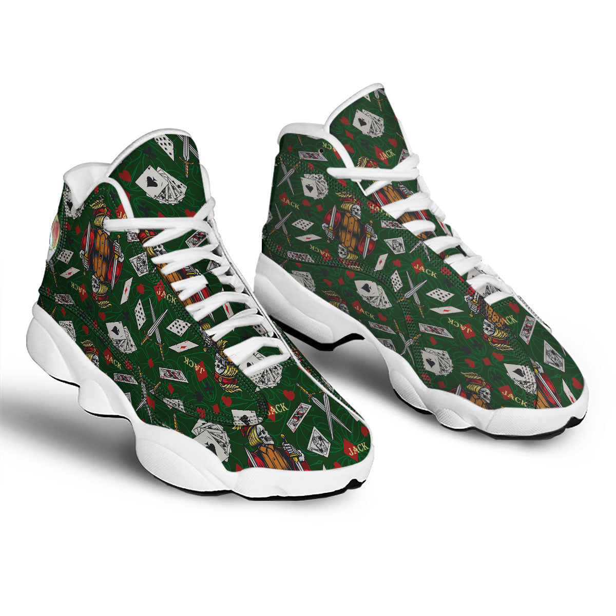 Playing Card Suits Poker Print Pattern White Basketball Shoes-grizzshop