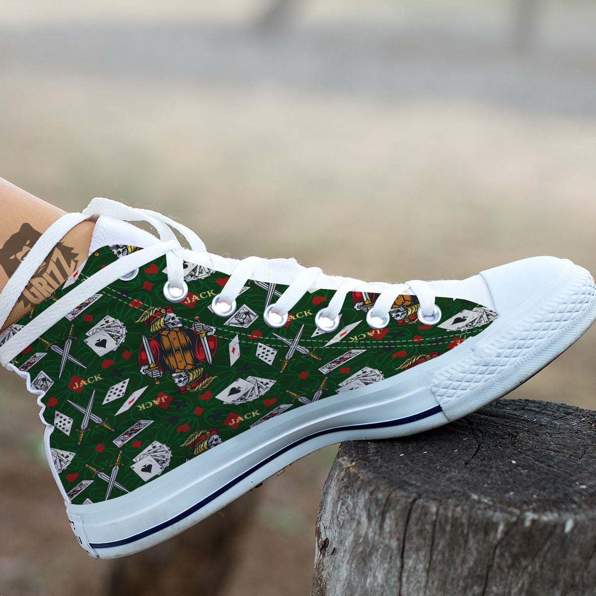 Playing Card Suits Poker Print Pattern White High Top Shoes-grizzshop
