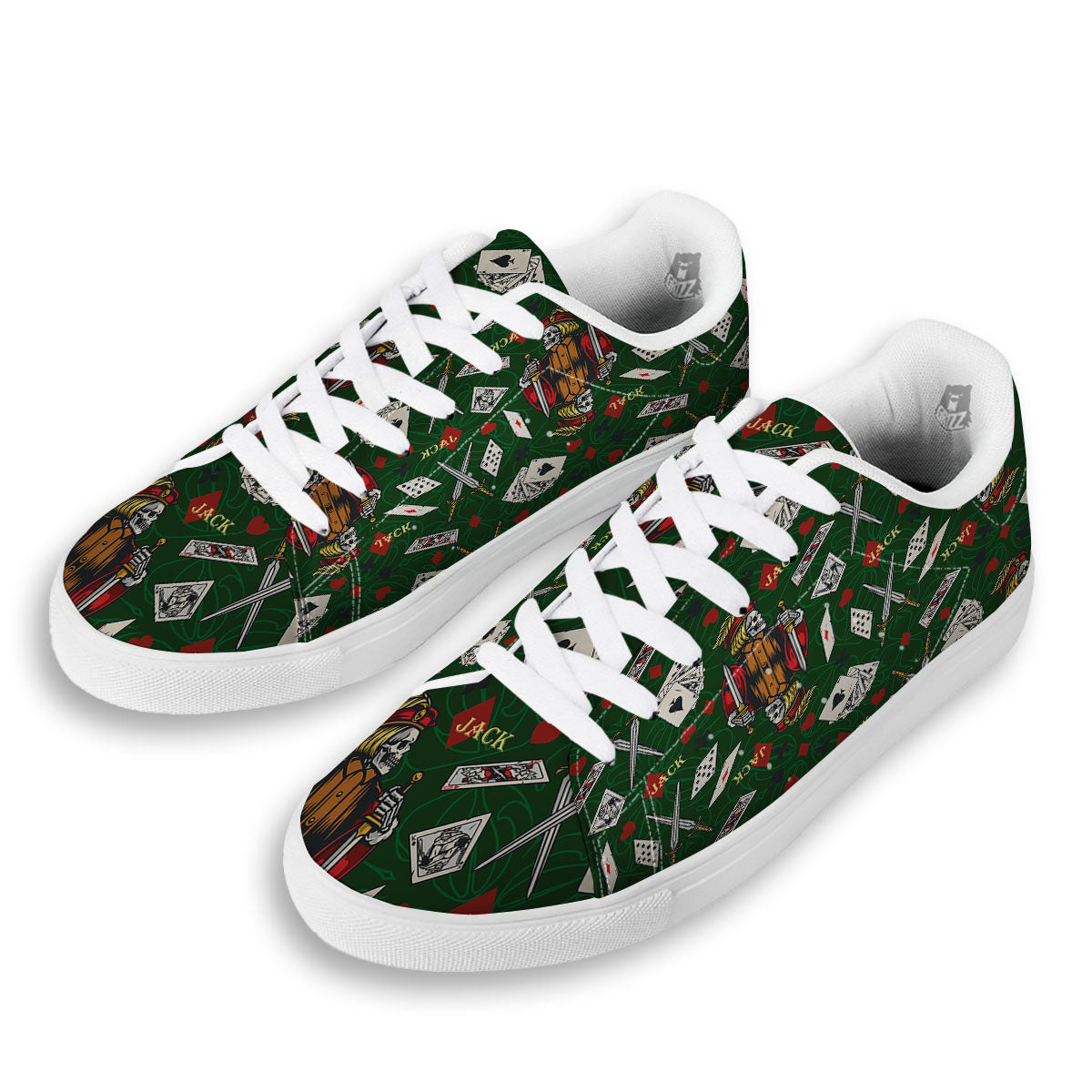 Playing Card Suits Poker Print Pattern White Low Top Sneakers-grizzshop