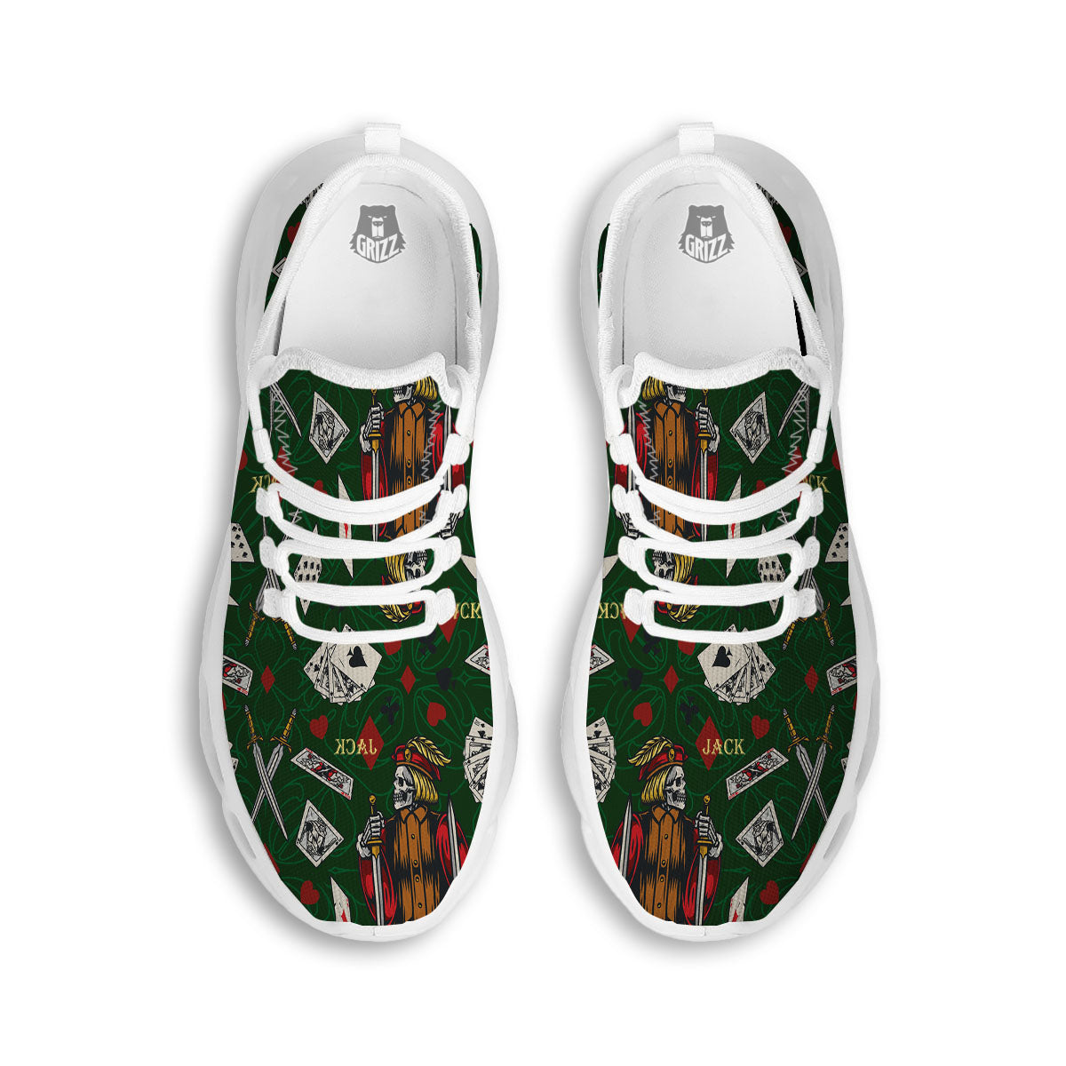 Playing Card Suits Poker Print Pattern White Running Shoes-grizzshop