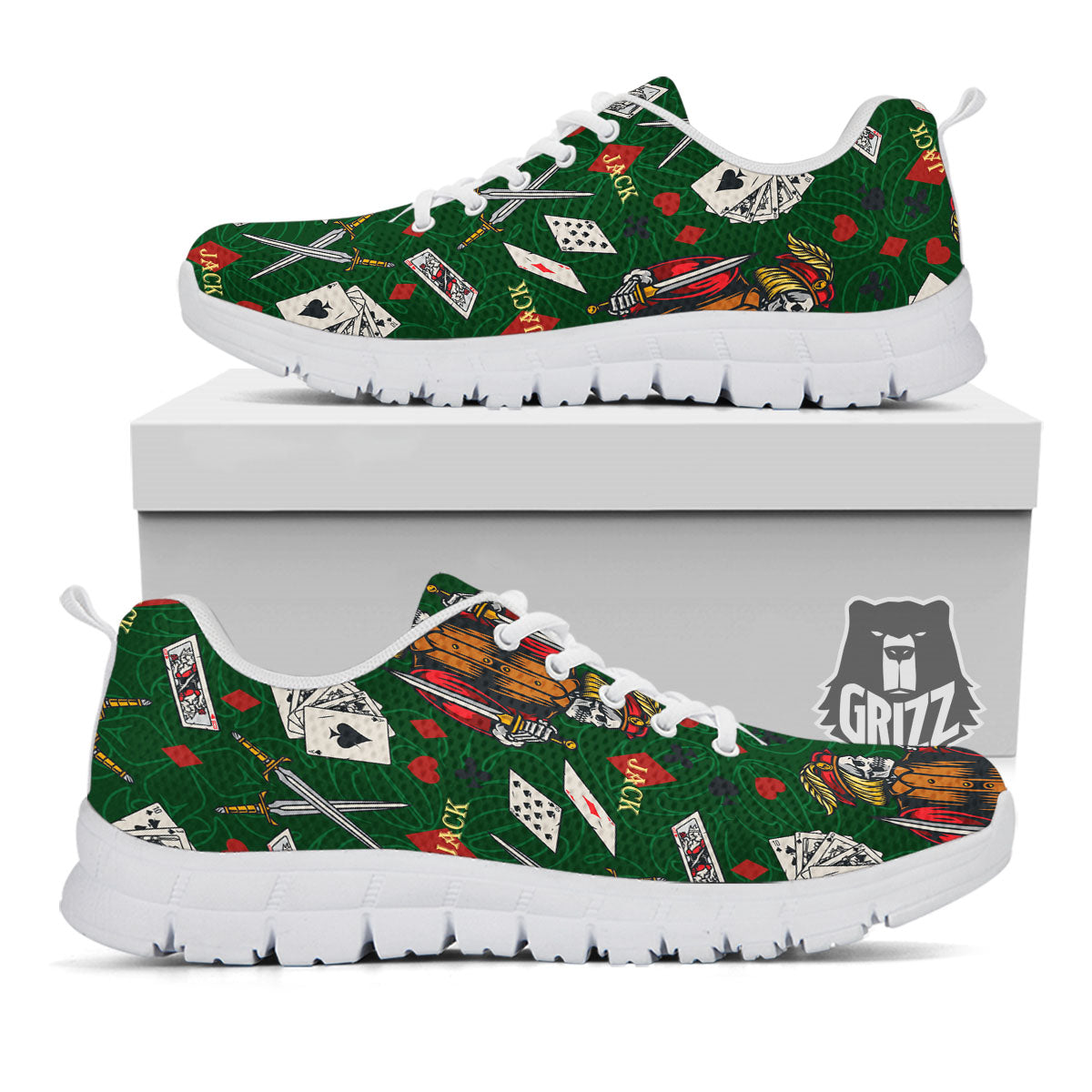 Playing Card Suits Poker Print Pattern White Sneaker-grizzshop
