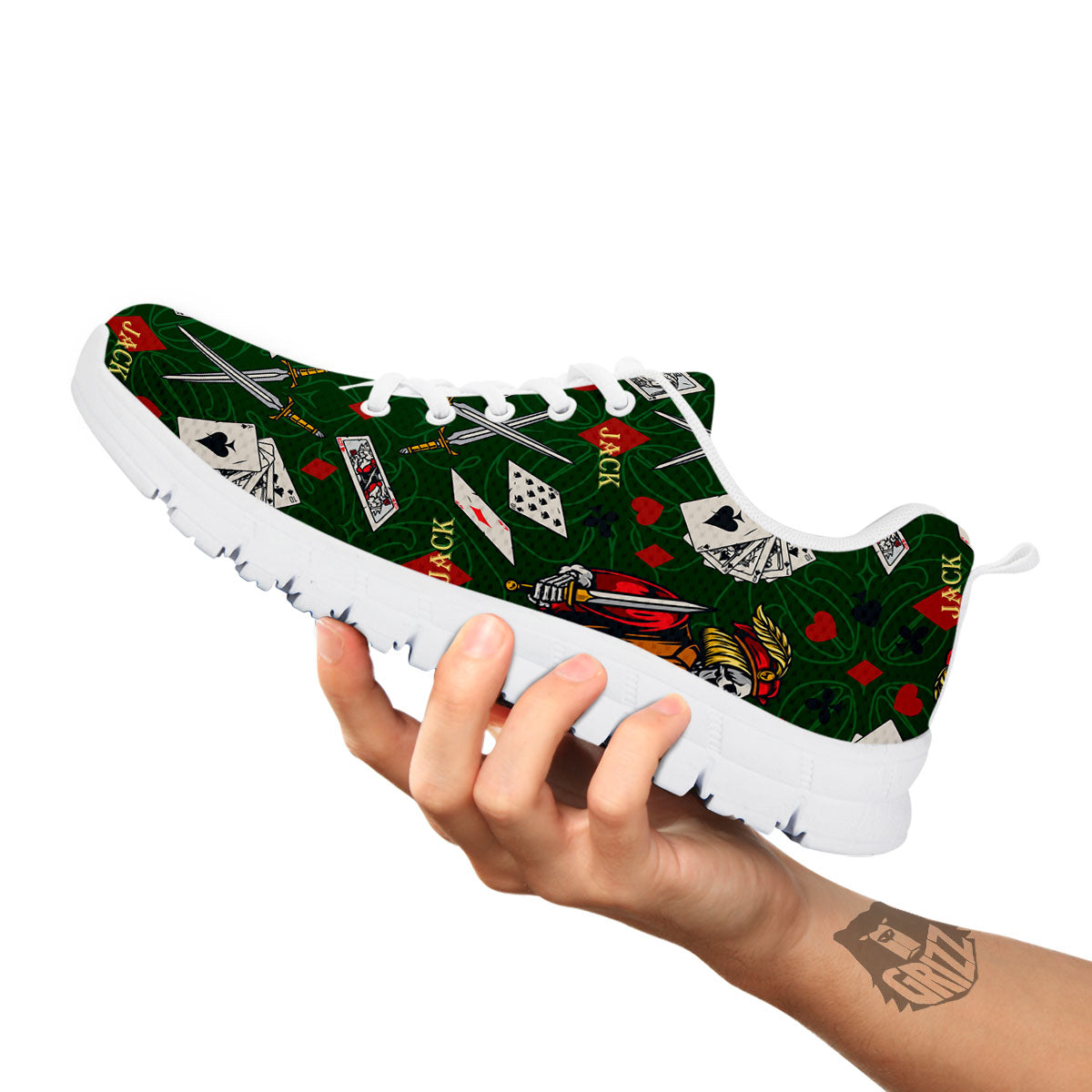 Playing Card Suits Poker Print Pattern White Sneaker-grizzshop