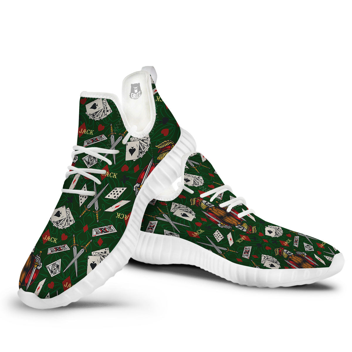 Playing Card Suits Poker Print Pattern White Walking Shoes-grizzshop