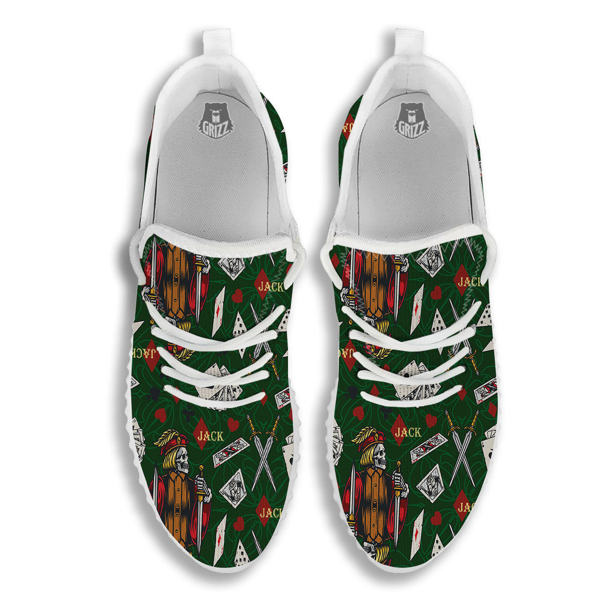 Playing Card Suits Poker Print Pattern White Walking Shoes-grizzshop