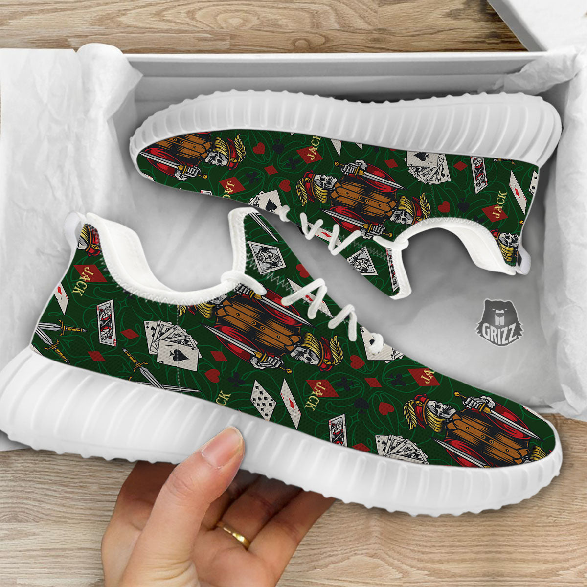 Playing Card Suits Poker Print Pattern White Walking Shoes-grizzshop