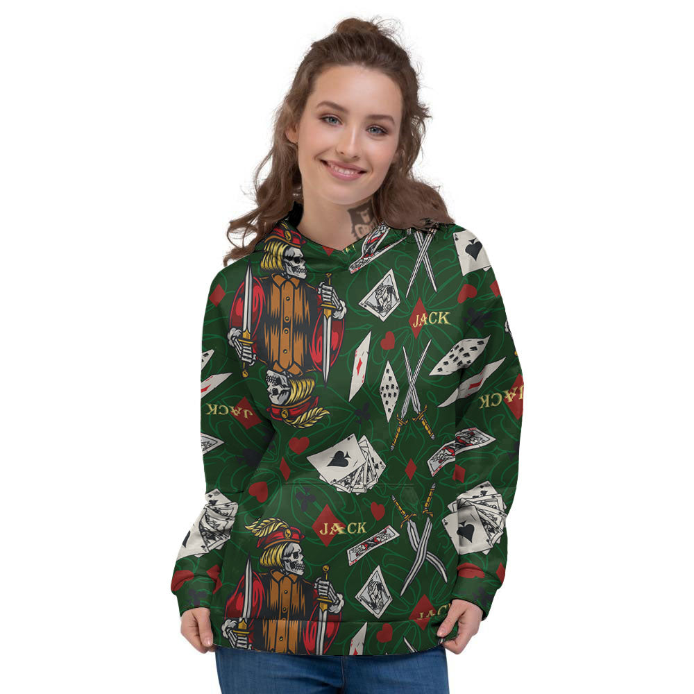 Playing Card Suits Poker Print Pattern Women's Hoodie-grizzshop
