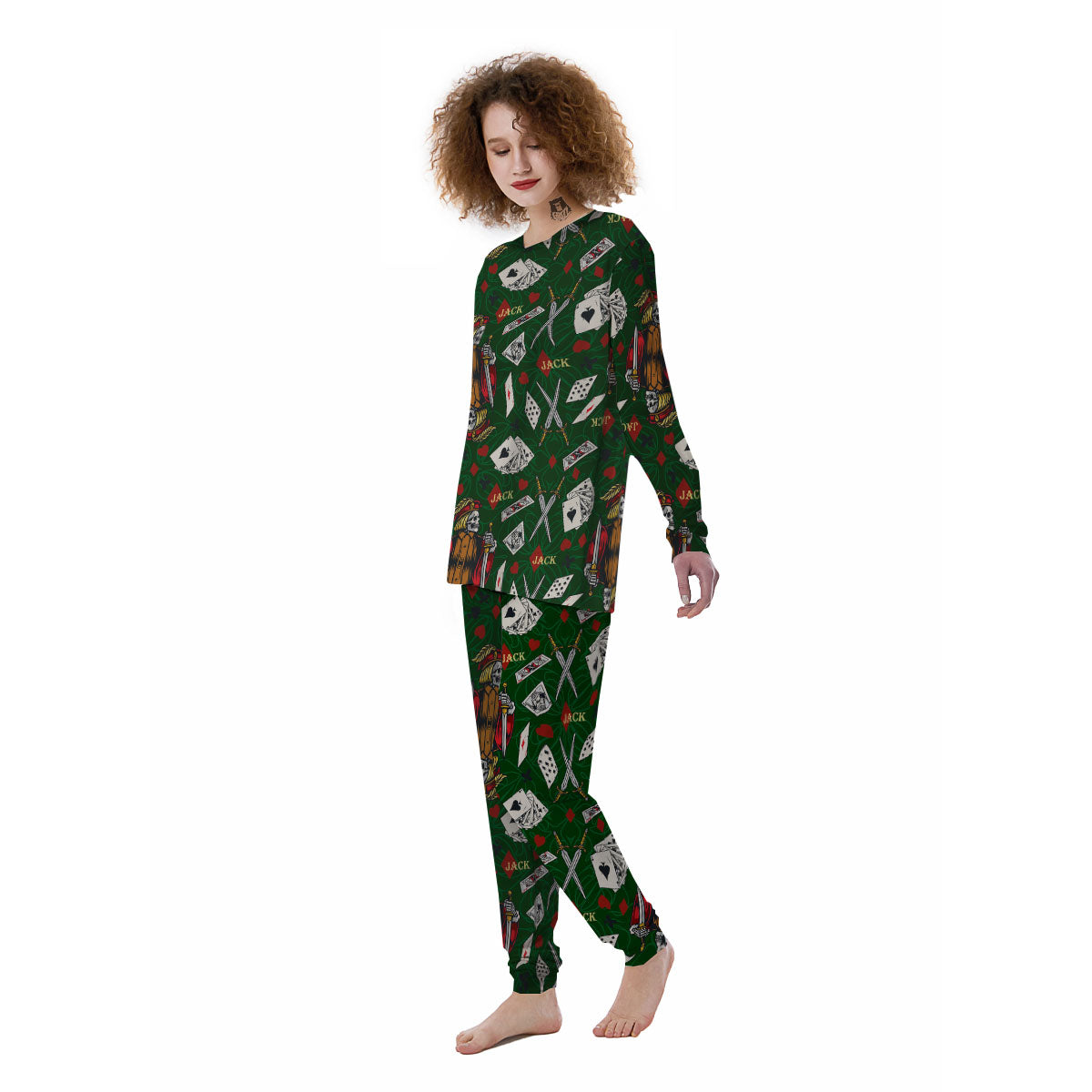 Playing Card Suits Poker Print Pattern Women's Pajamas-grizzshop