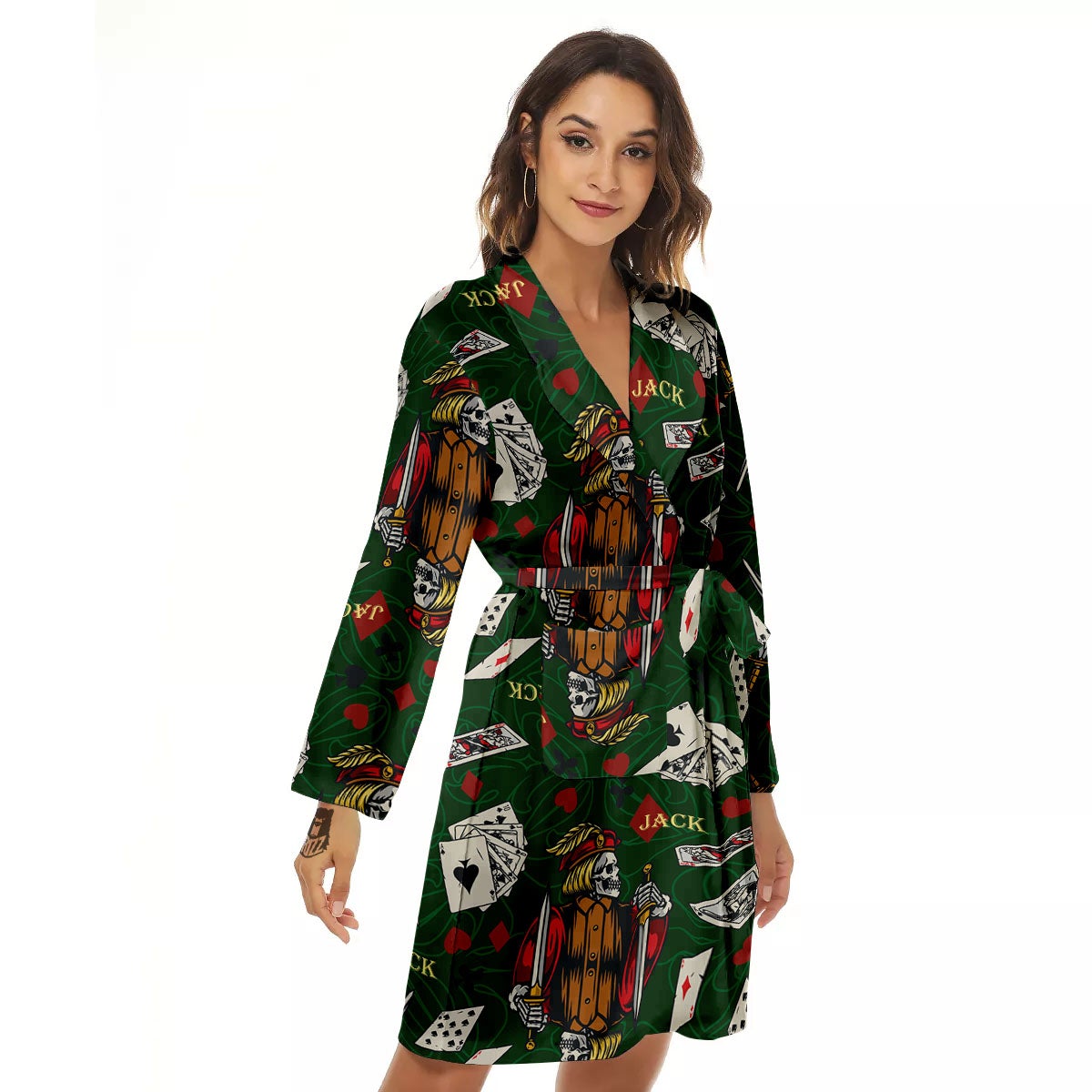 Playing Card Suits Poker Print Pattern Women's Robe-grizzshop