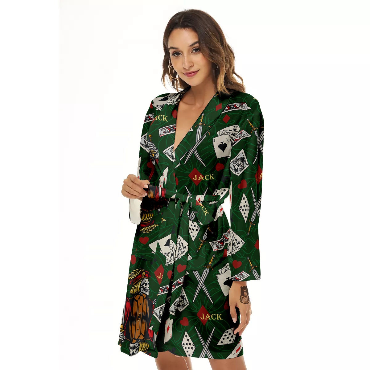 Playing Card Suits Poker Print Pattern Women's Robe-grizzshop