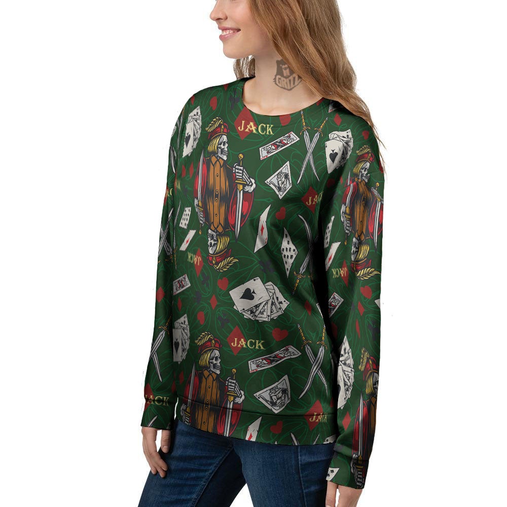 Playing Card Suits Poker Print Pattern Women's Sweatshirt-grizzshop
