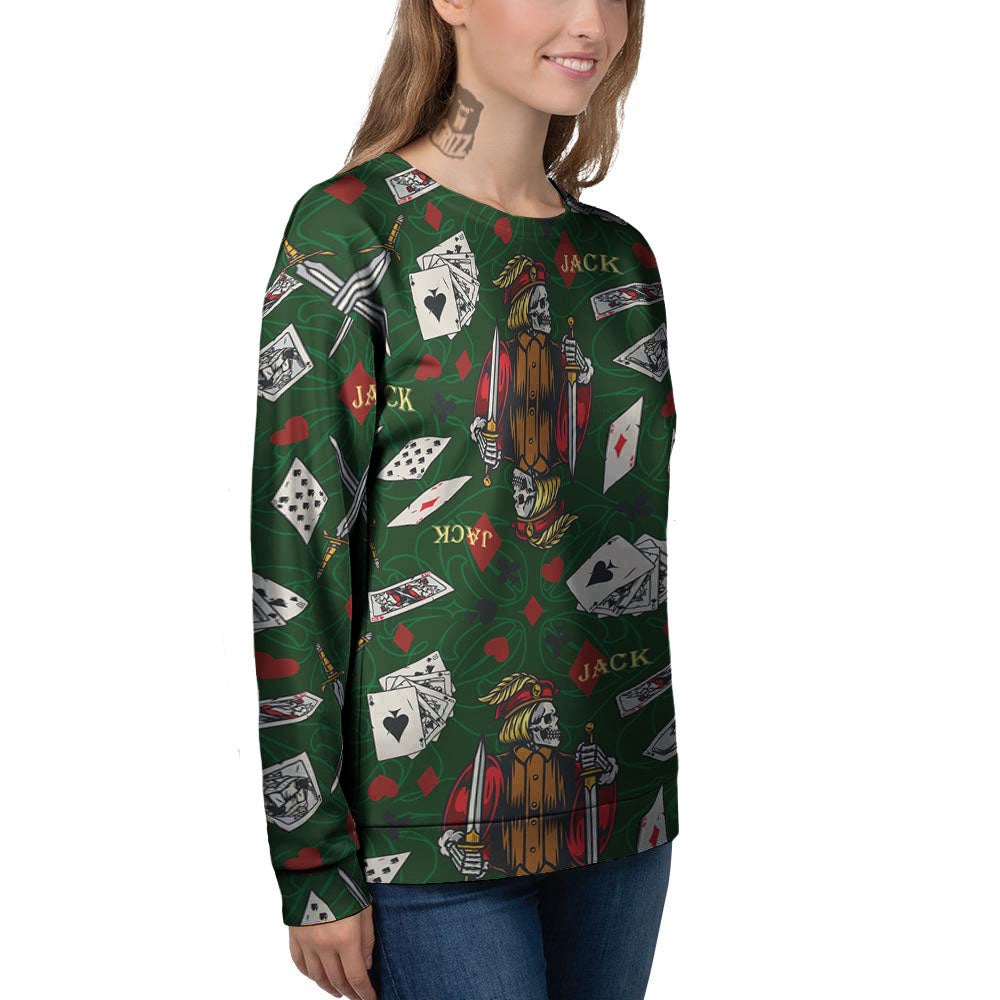 Playing Card Suits Poker Print Pattern Women's Sweatshirt-grizzshop