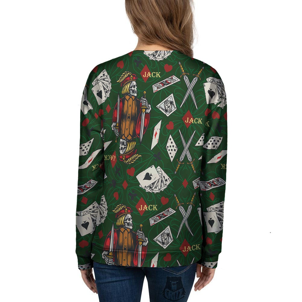 Playing Card Suits Poker Print Pattern Women's Sweatshirt-grizzshop