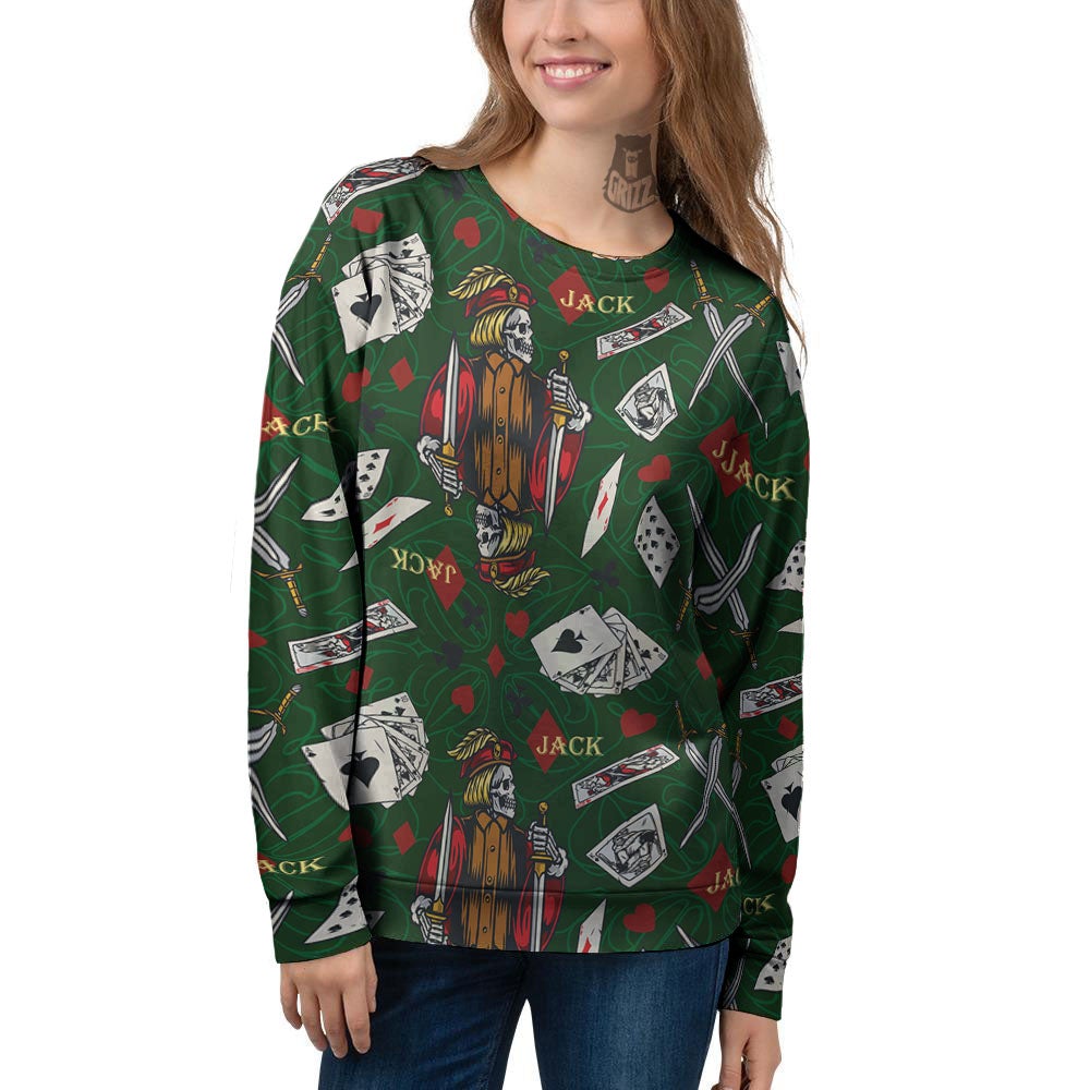 Playing Card Suits Poker Print Pattern Women's Sweatshirt-grizzshop