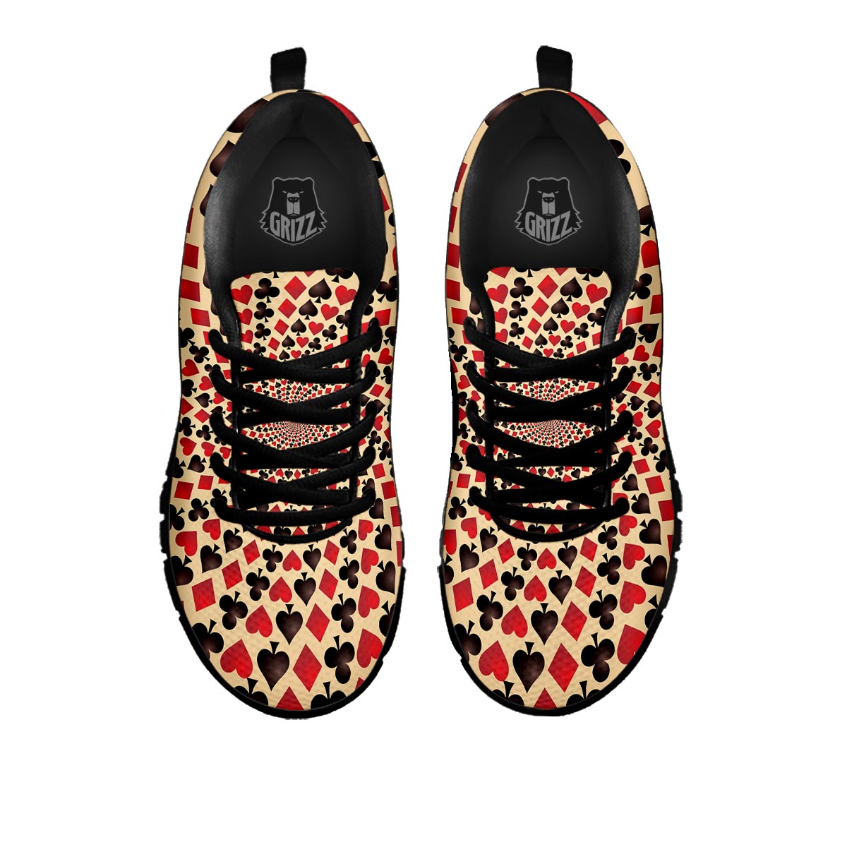 Playing Card Suits Swirl Print Black Sneaker-grizzshop