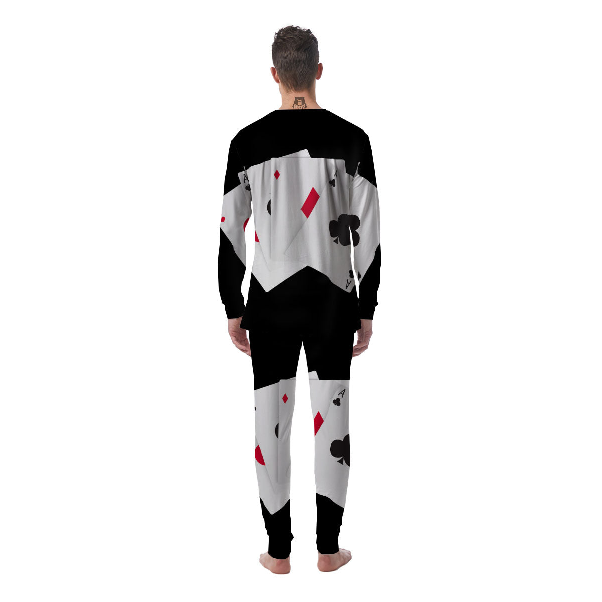 Playing Card Suits White And Black Print Men's Pajamas-grizzshop