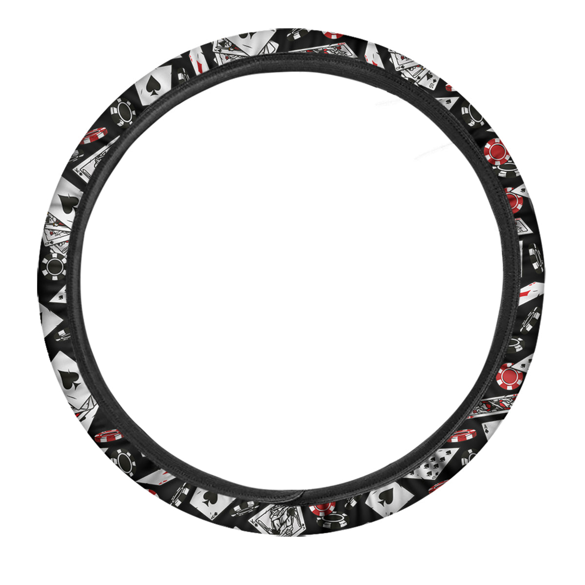 Playing Cards Ace Print Pattern Car Steering Wheel Cover-grizzshop