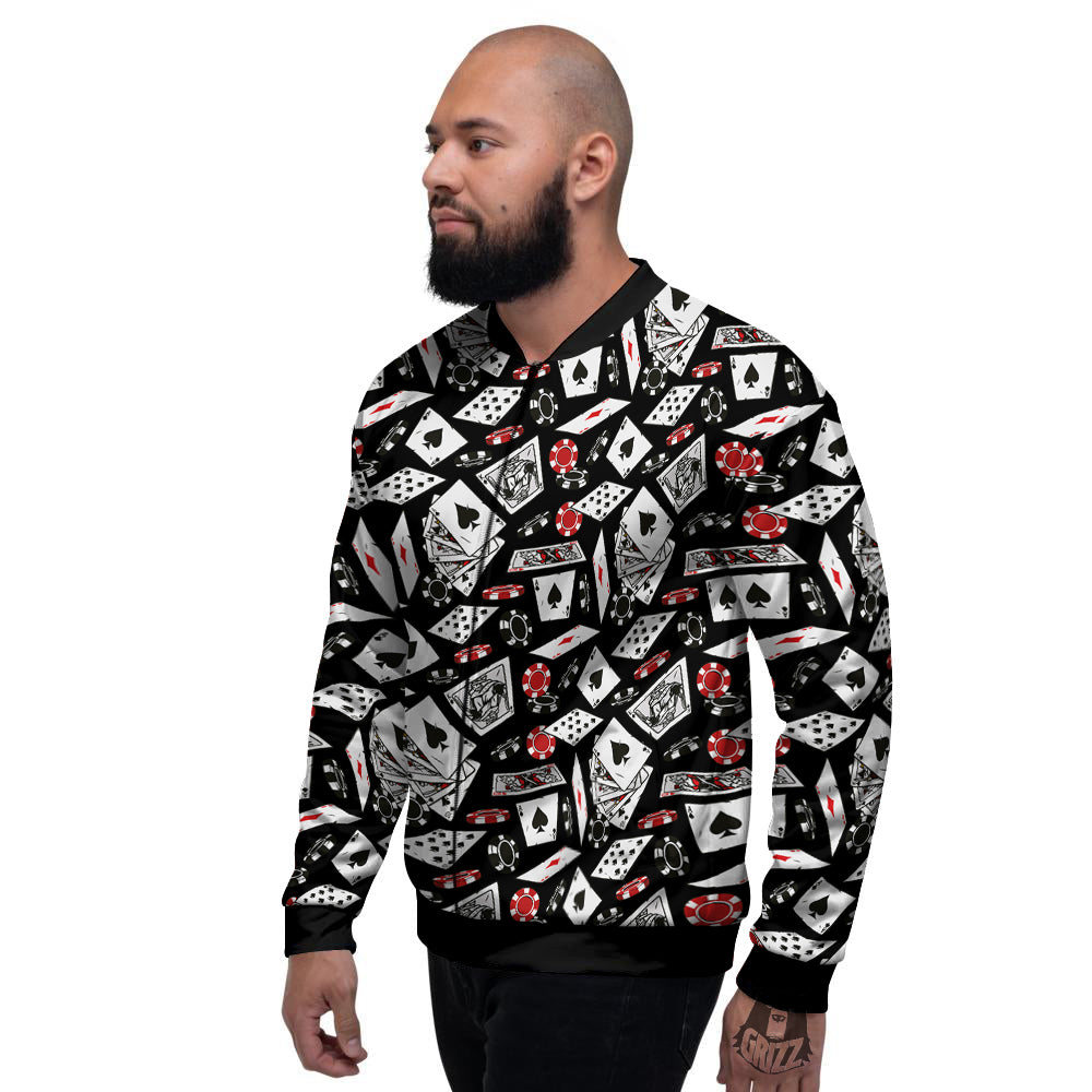Playing Cards Ace Print Pattern Men's Bomber Jacket-grizzshop